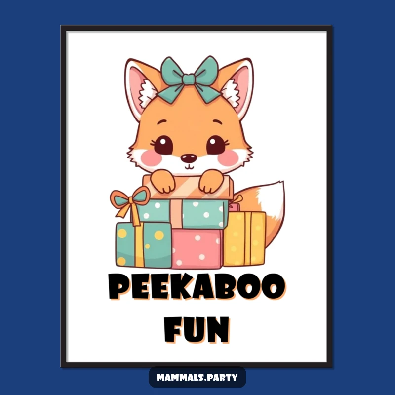 Funny Fox Present Poster: Playful Sneak Art for Your Walls