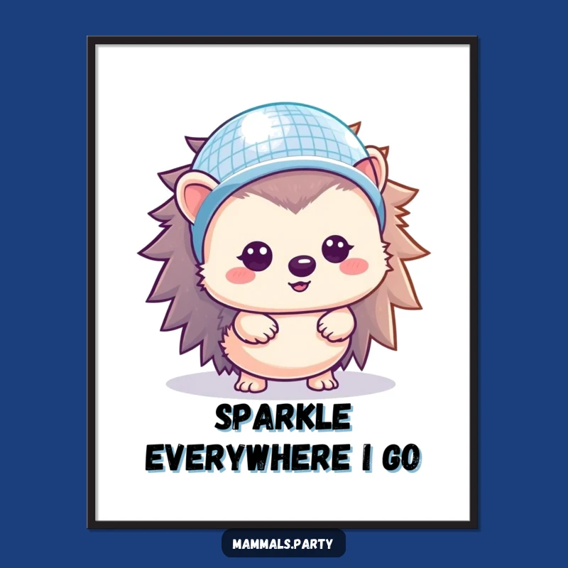 Funny Hedgehog Disco Poster: Decorate with Kawaii Charm and Party Vibes