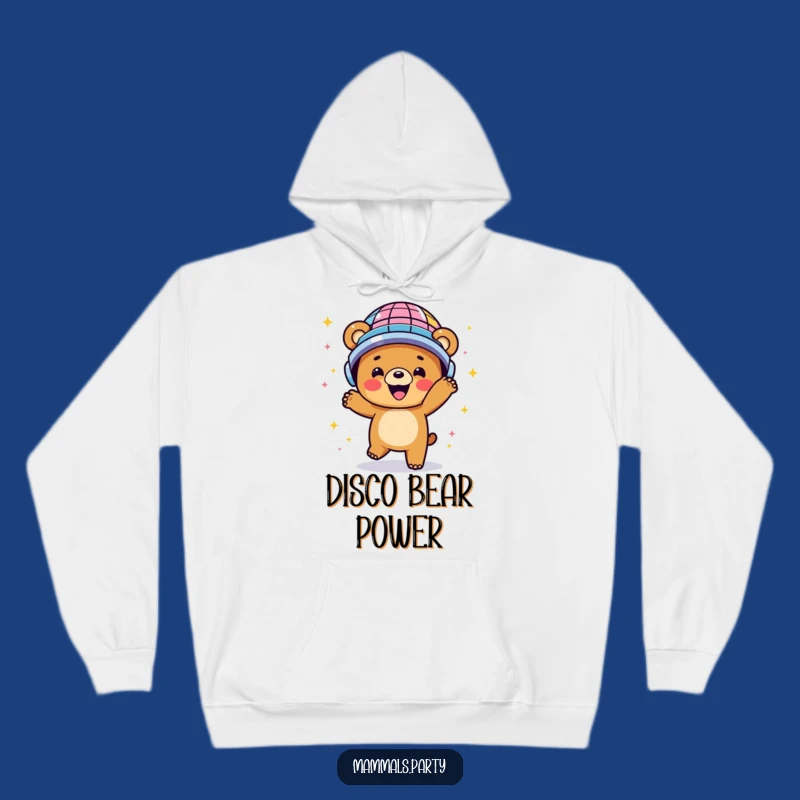 Funny Disco Bear Hoodie - Happy Dancing Yogi, Cozy Energetic Funny Gift