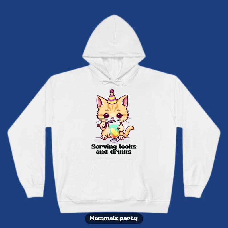 Funny Kawaii Cat Party Drink Hoodie, Cozy and Hilarious Cocktail Mix Apparel