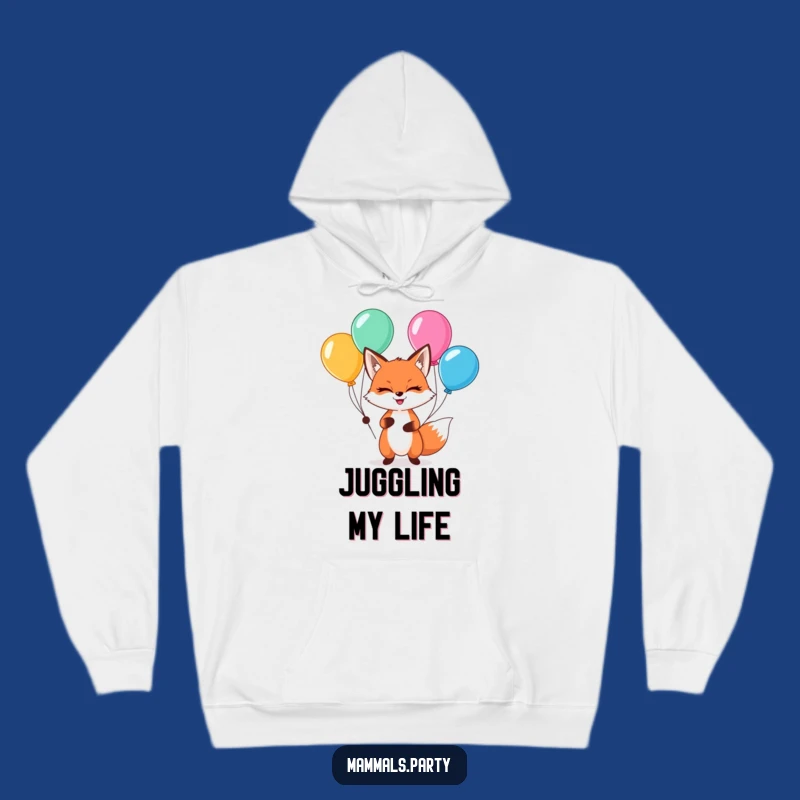Cozy Funny Kawaii Fox Juggling Hoodie: Warm & Whimsical Gift