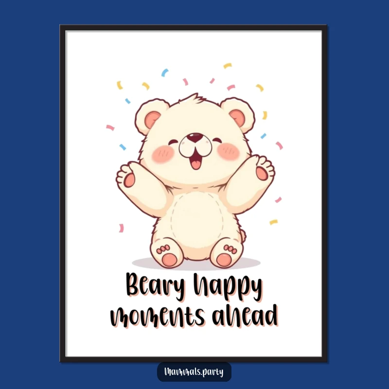 Free Printable Bear Cub Party Wall Art: Funny Confetti Downloadable Art