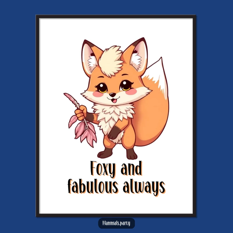 Funny Free Printable Kawaii Fox Art: Hilarious Dramatic Pose Downloadable Poster