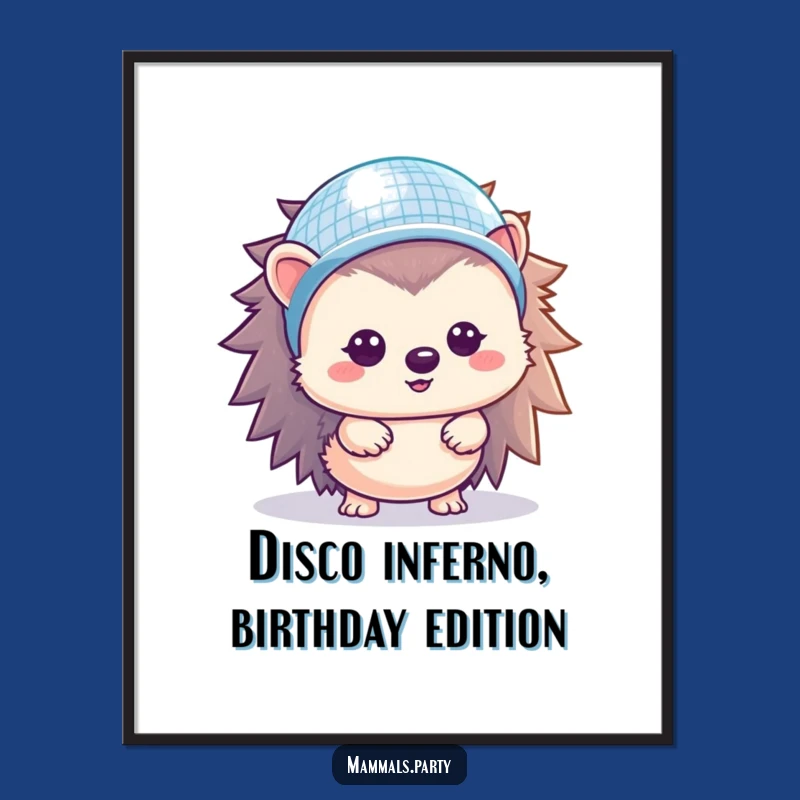 Free Printable Hedgehog Disco Ball Helmet Wall Art: Funny Downloadable Decor