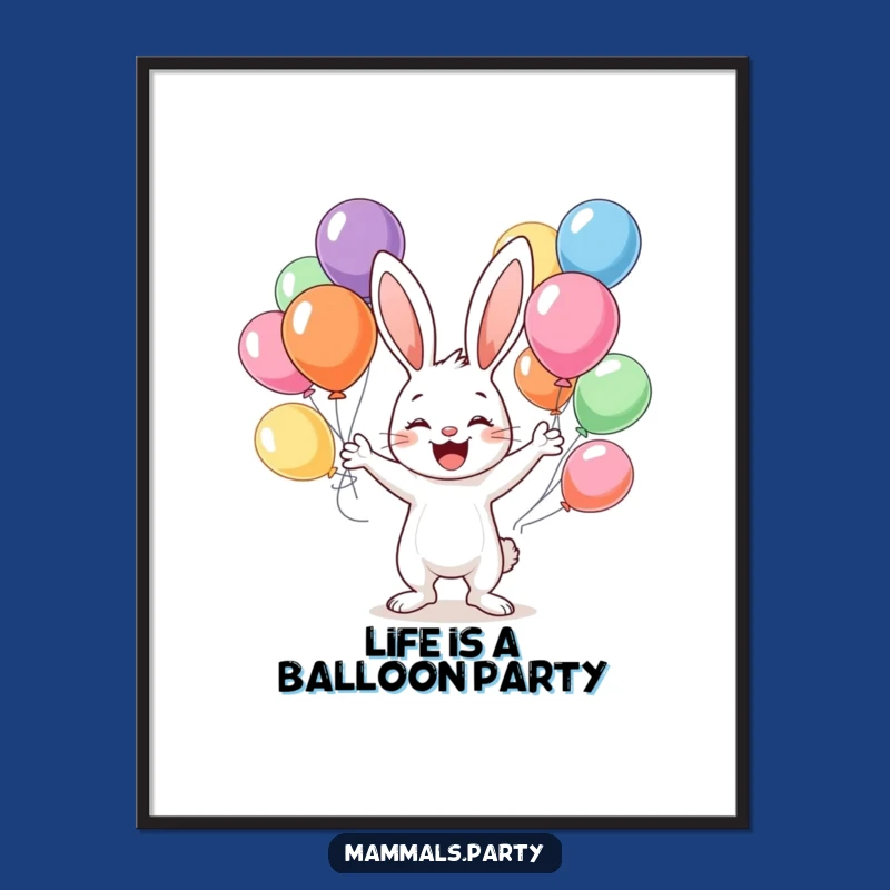 Free Printable Wall Art: Bunny Juggling Balloons! Whimsical Downloadable Decor.