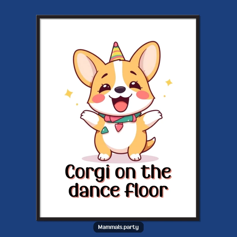 Funny Free Printable Corgi Wall Art: Silly Dance, Downloadable Joyful Decor
