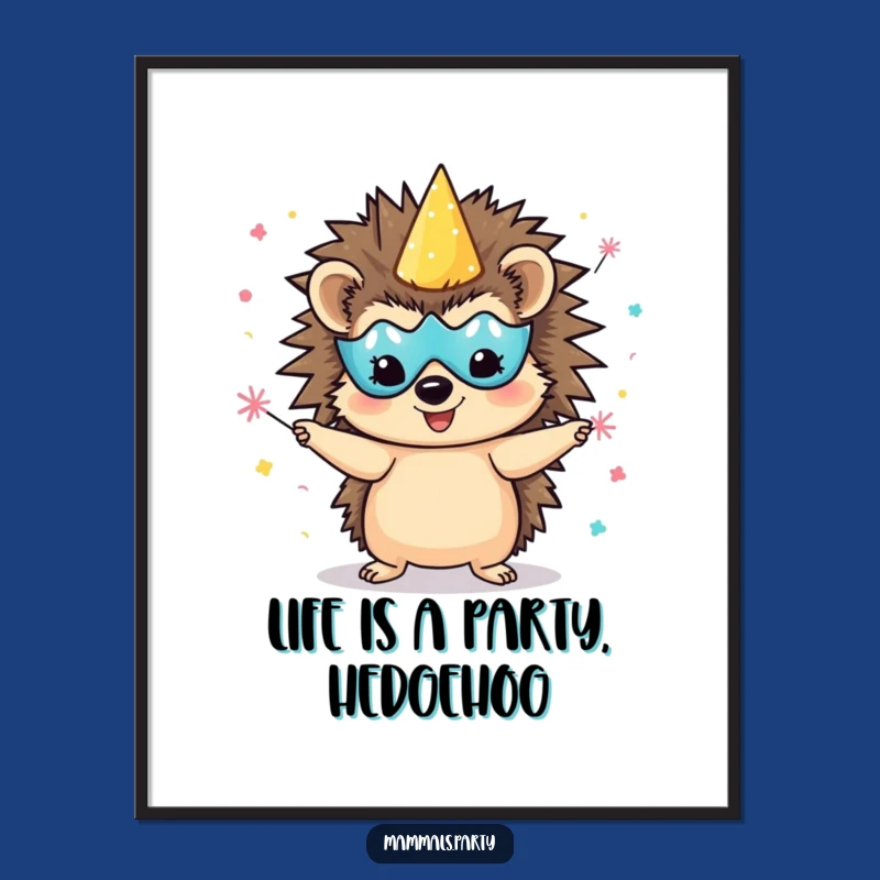 Funny Free Printable Hedgehog Wall Art: Juggling Confetti, Downloadable Festive Decor