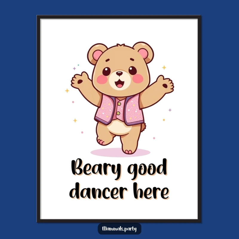 Funny Free Printable Kawaii Bear Art: Hilarious Dancing Downloadable Poster