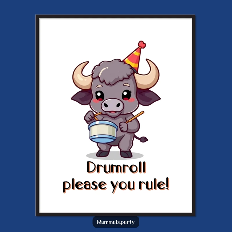 Funny Free Printable Wall Art: Buffalo Air Drumming Superstar, Downloadable Decor