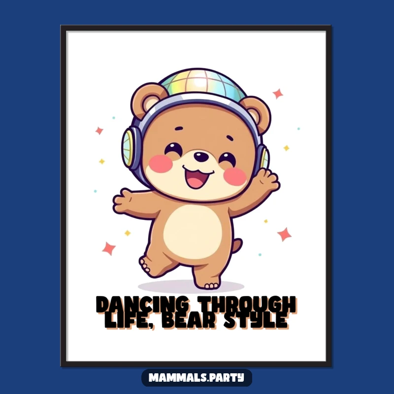 Funny Free Printable Wall Art: Disco Bear Dancing Art