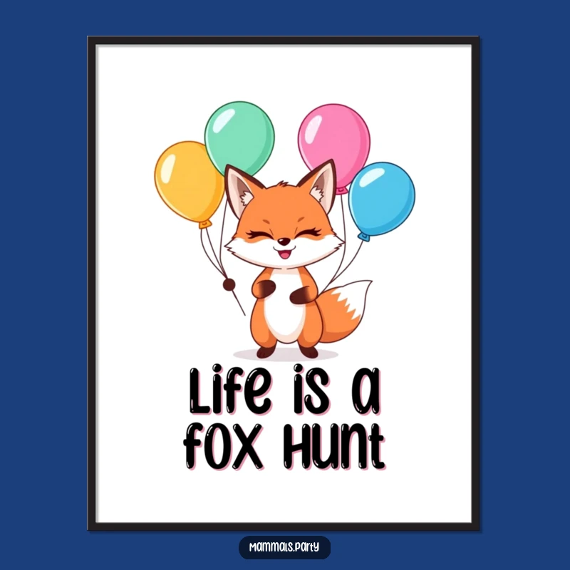 Funny Free Printable Wall Art: Fox's Balloon Juggling for Playful Decor
