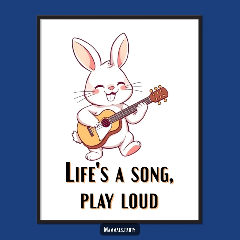 Free Printable Guitar Rabbit Wall Art: Funny Musician Downloadable Poster for Decor!