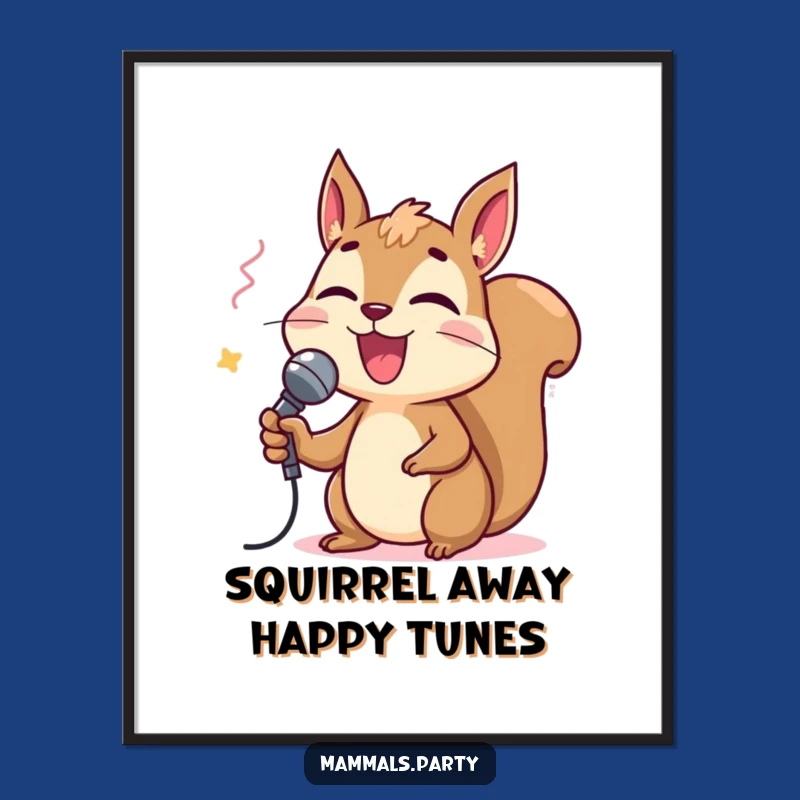 Free Printable Wall Art: Squirrel's Star Performance - Humorous Downloadable Decor for Music Lovers