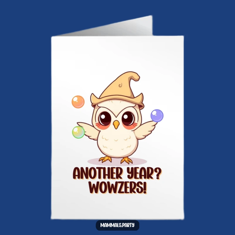 Free Printable Funny Birthday Card: Juggling Owl's Magic - A Whimsical Downloadable Gift!