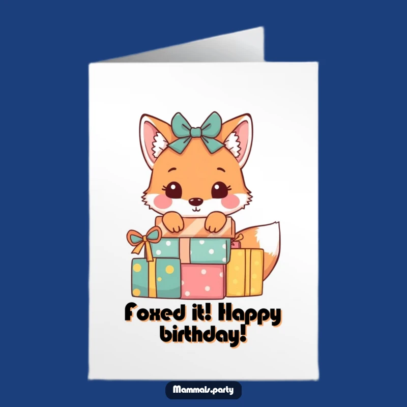 Free Printable Fox Birthday Card: Present Surprise Downloadable Gift