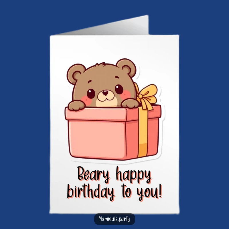Free Printable Birthday Card: Bear Peeking - Secret Gift Downloadable Fun