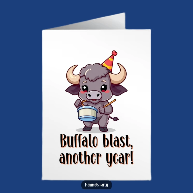 Free Printable Birthday Card: Buffalo Rocker Air Drumming, Funny Downloadable Gift