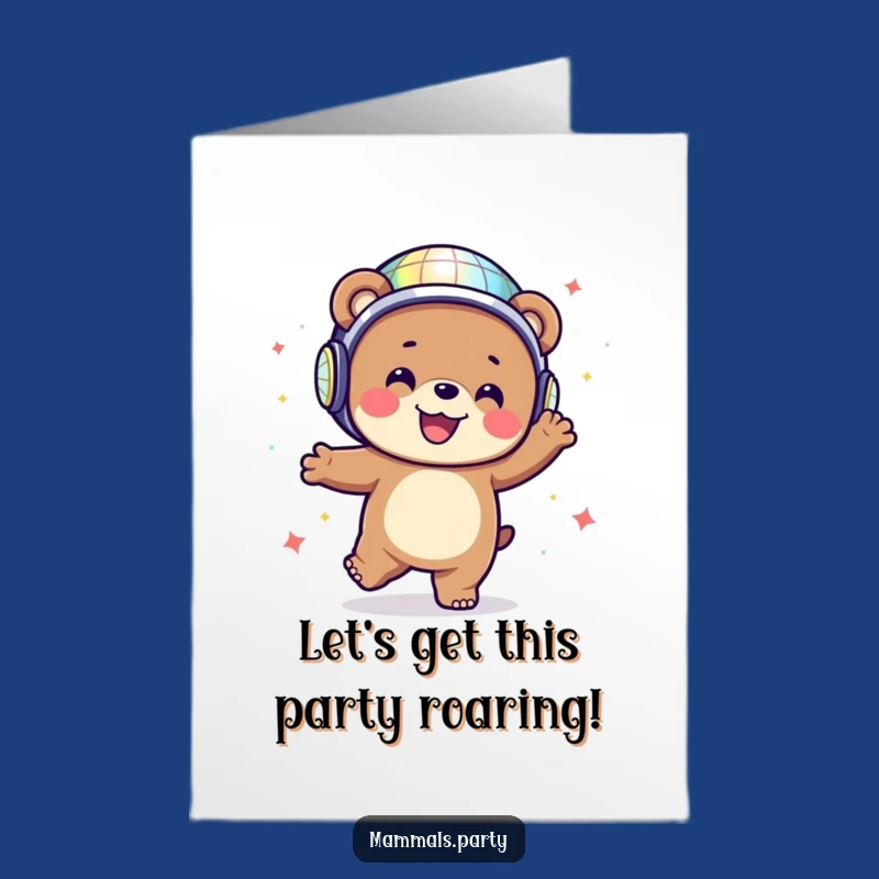 Free Printable Birthday Card: Disco Bear Dancing Birthday Bash!