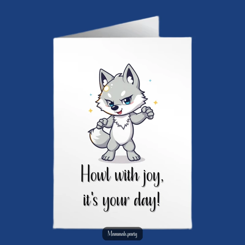 Free Printable Birthday Card: Disco Wolf Grooving Funny Downloadable Gift