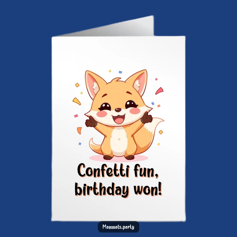Free Printable Birthday Card: Fox Juggling Confetti - Festive Downloadable Gift