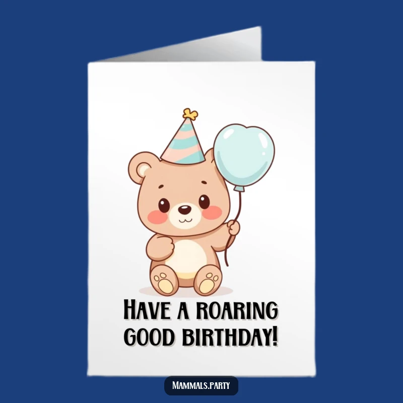 Free Printable Birthday Card: Funny Bear Party - Cute Downloadable Gift!