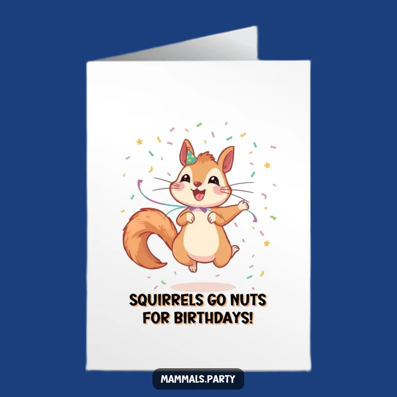 Free Printable Squirrel Birthday Card: Confetti Fun Downloadable Gift