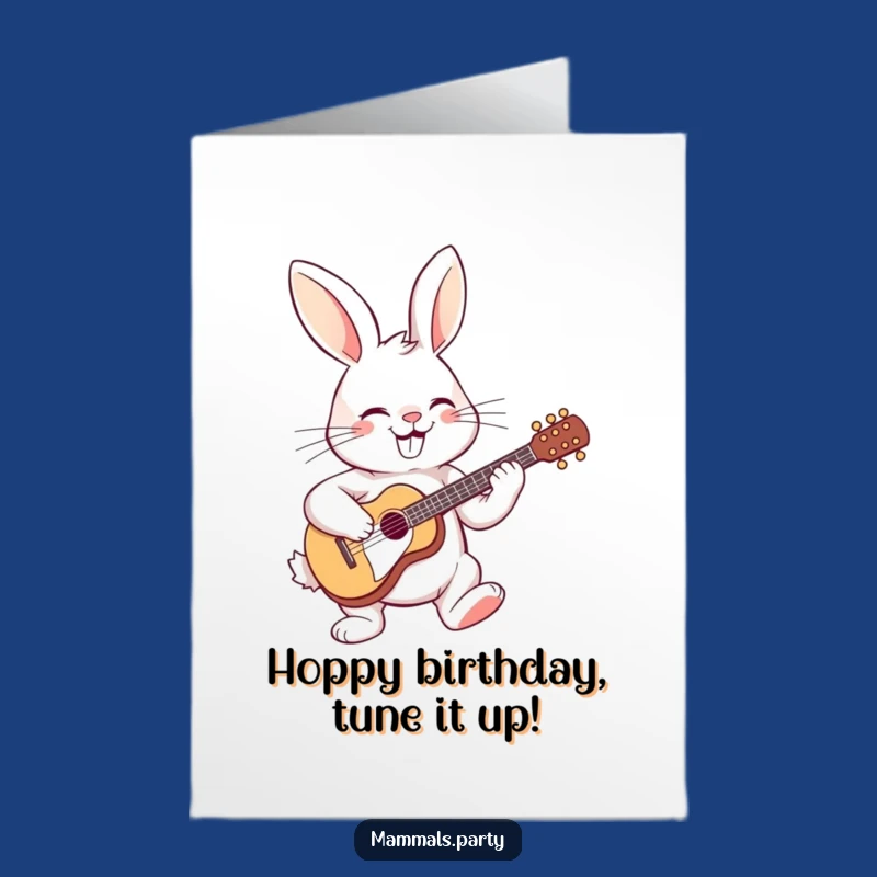 Free Printable Guitar Rabbit Birthday Card: Funny Music Lover Downloadable Greeting!