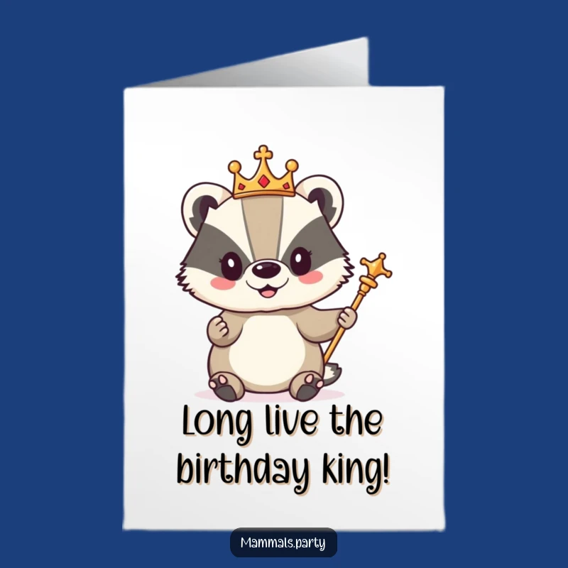 Free Printable Birthday Card: Royal Badger King, Hilarious Downloadable Gift for Royalty