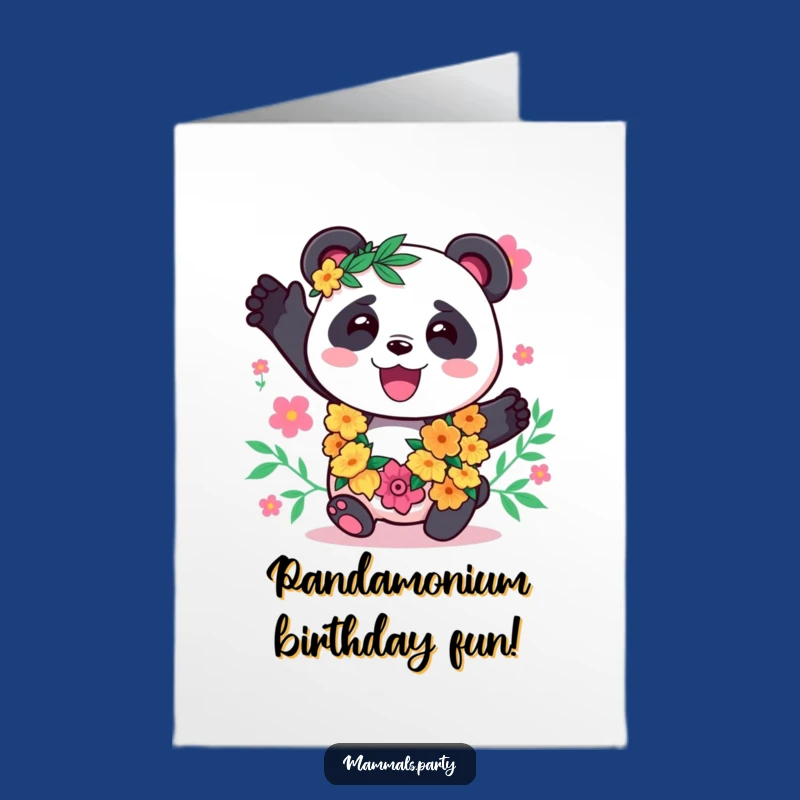 Free Printable Panda Lei Birthday Card: Happy Swirling Downloadable Fun