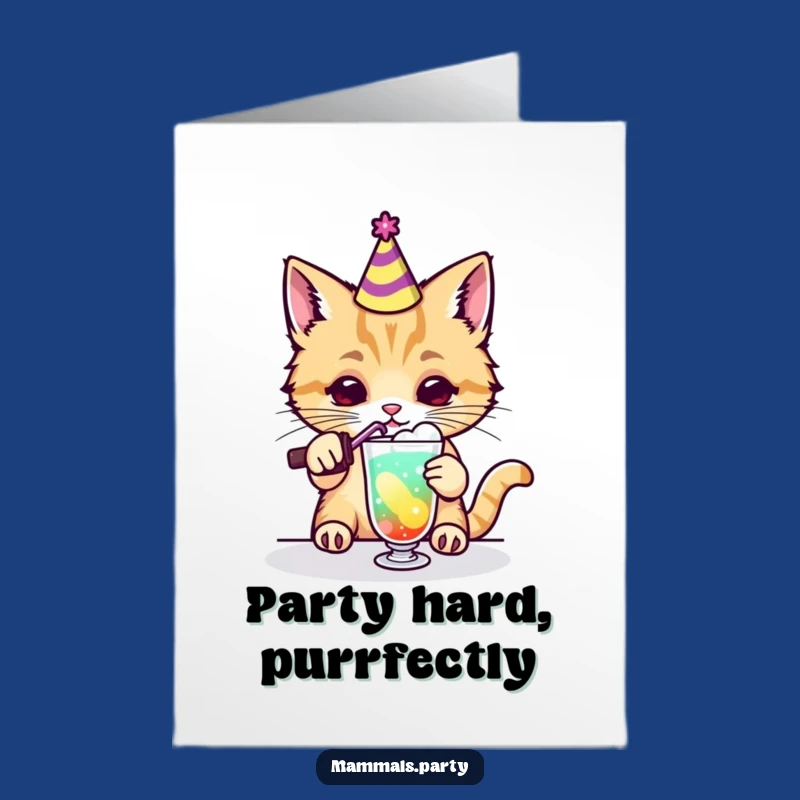 Free Printable Kawaii Cat Birthday Card: Funny Drink Mix DIY Downloadable Gift