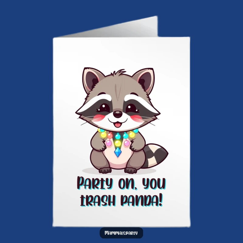 Free Printable Birthday Card: Raccoon Party Animal Funny Downloadable Gift