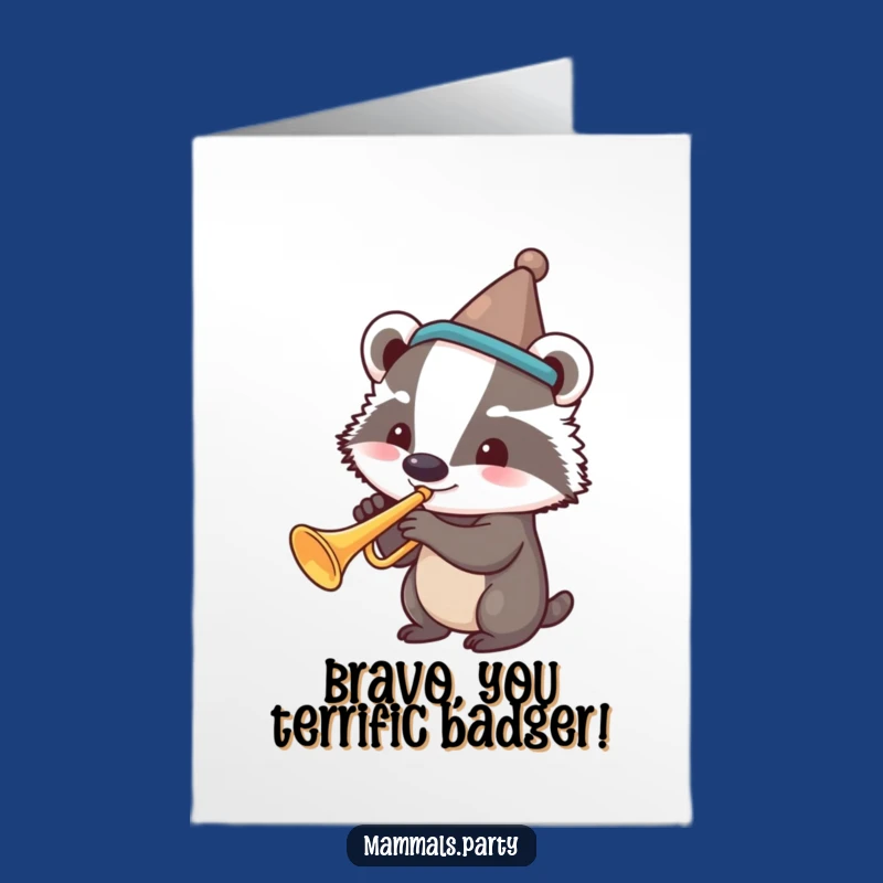 Free Printable Badger Trumpet Congrats Card Funny Downloadable Gift