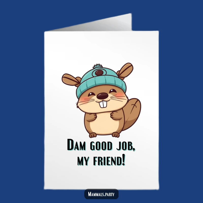 Free Printable Congrats Card: Beaver's Propeller Beanie Success Funny Downloadable Gift