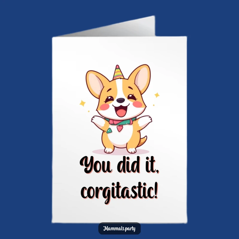 Free Printable Congrats Card: Corgi Dance Celebration, Funny Downloadable Joy