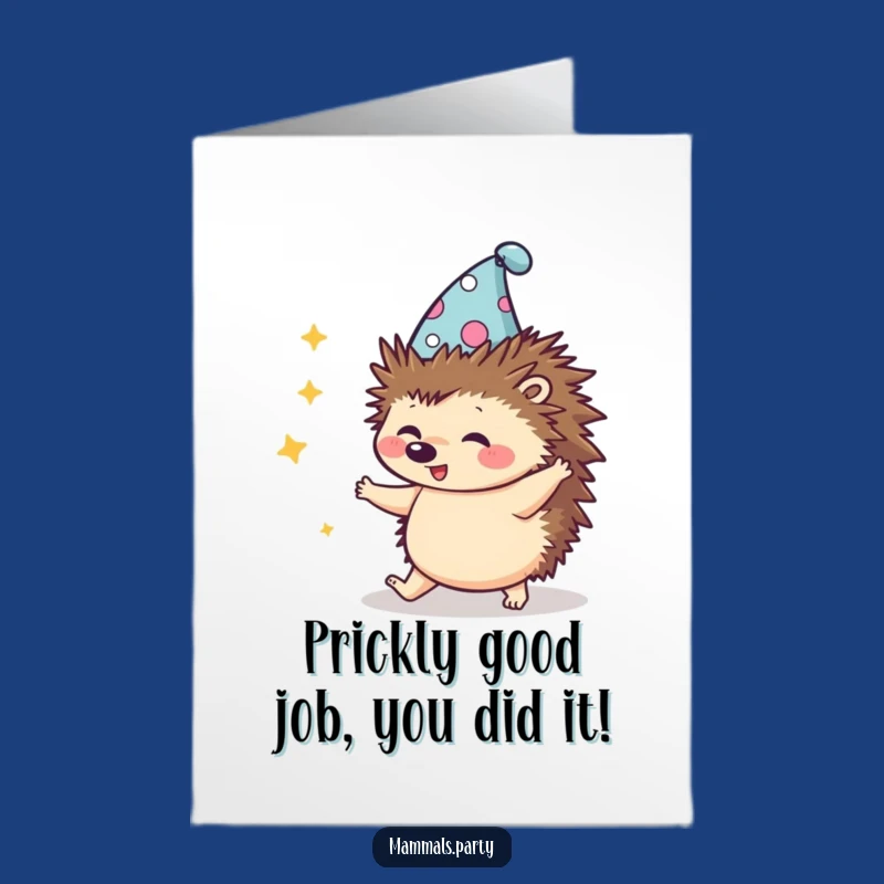 Free Printable Congrats Card: Hedgehog's Silly Celebration Dance! Downloadable Gift