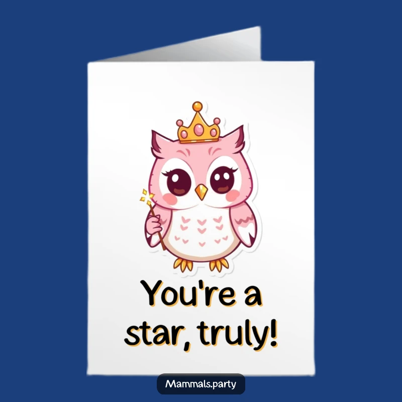 Free Printable Congrats Card: Owl Queen Royalty Magic! Enchanting Downloadable Gift.
