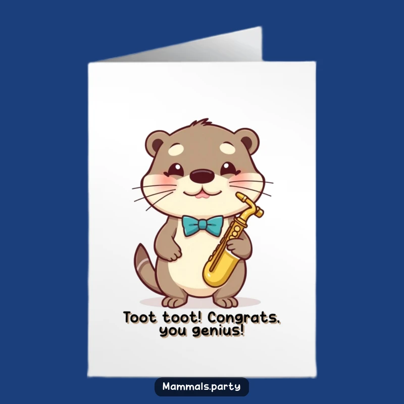 Free Printable Congratulations Card: Jazzy Otter Sax Player, Amazing Downloadable Gift
