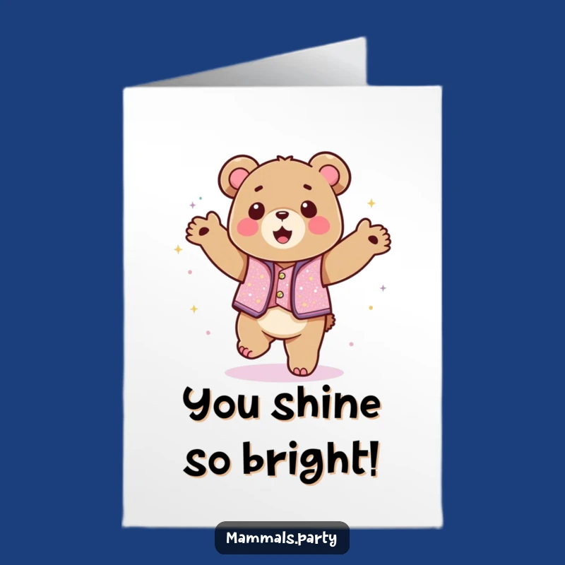 Free Printable Kawaii Bear Congrats Card: Humorous Celebration Dance Downloadable Gift