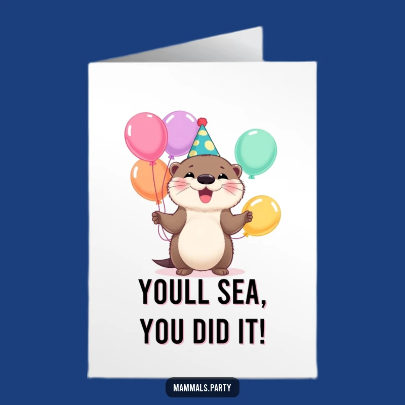 Free Printable Otter Congratulations Card: Juggling Fun Downloadable Greeting