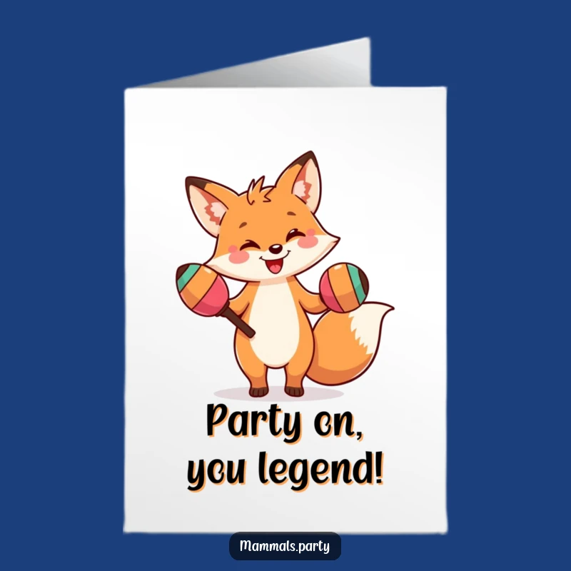 Free Printable Congrats Card: Dancing Fox Maracas Celebration! Hilarious Downloadable Gift.