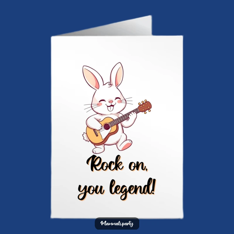 Free Printable Guitar Rabbit Congrats Card: Funny Musician Success Downloadable Greeting!