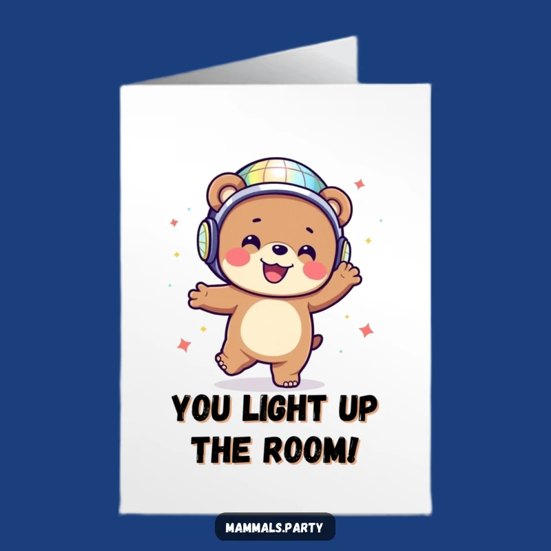 Free Printable Congrats Card: Disco Bear Dancing to Victory!
