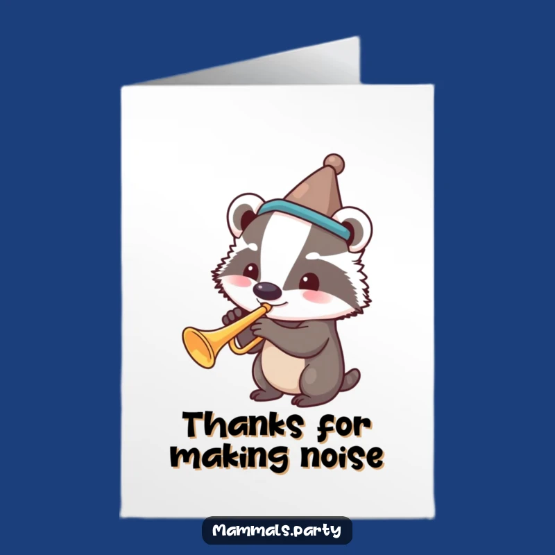 Free Printable Badger Trumpet Thank You Card Funny Downloadable Gift