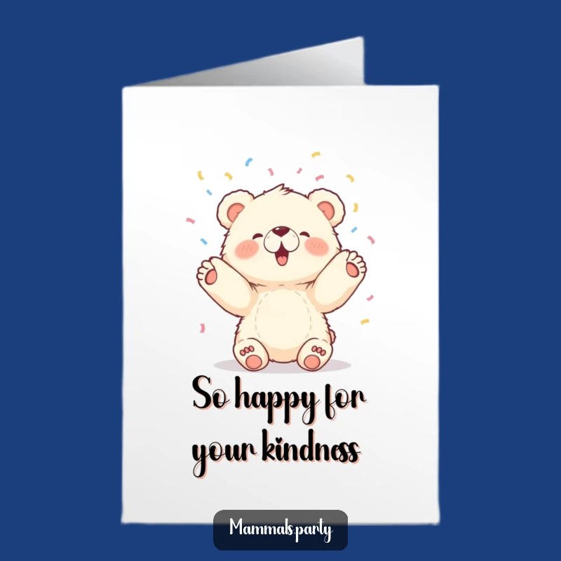 Free Printable Bear Cub Thank You Card: Funny Joyful Confetti Downloadable Gift