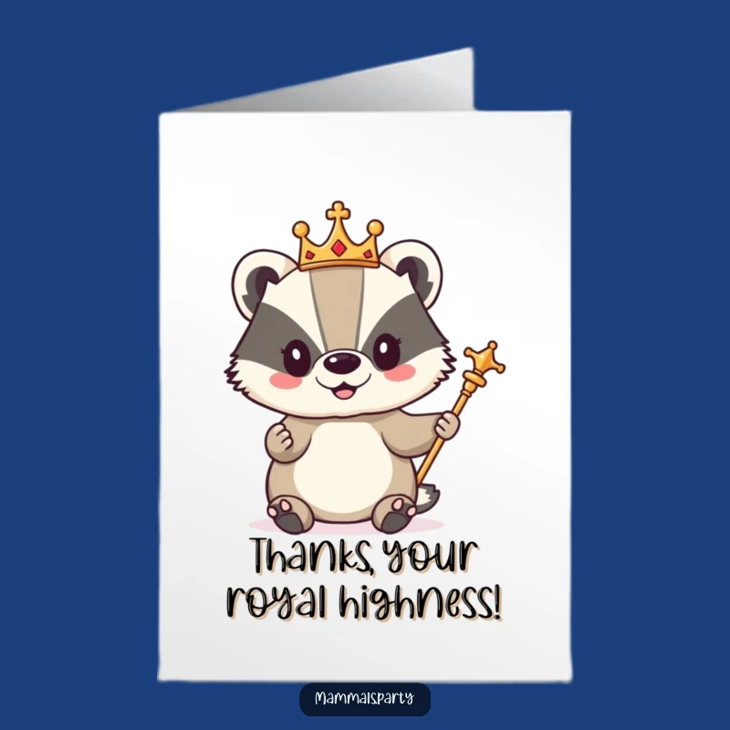 Free Printable Thank You Card: Badger's Royal Thanks, Adorable Downloadable Gift