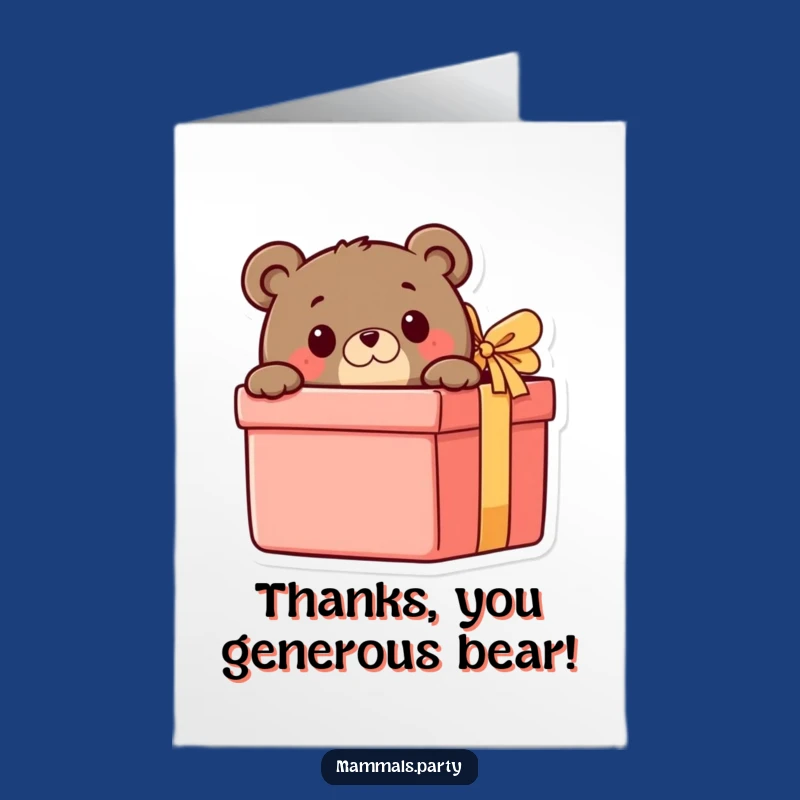 Free Printable Thank You Card: Bear Peeking - Sweet Downloadable Gift