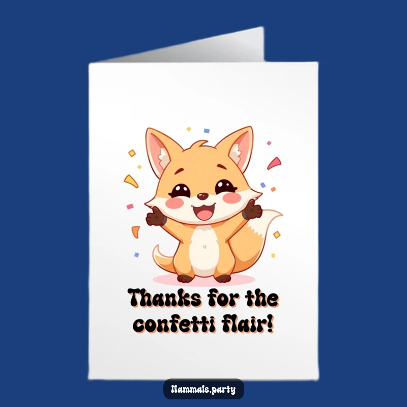 Free Printable Thank You Card: Fox Juggling Confetti - Fun Downloadable Gift