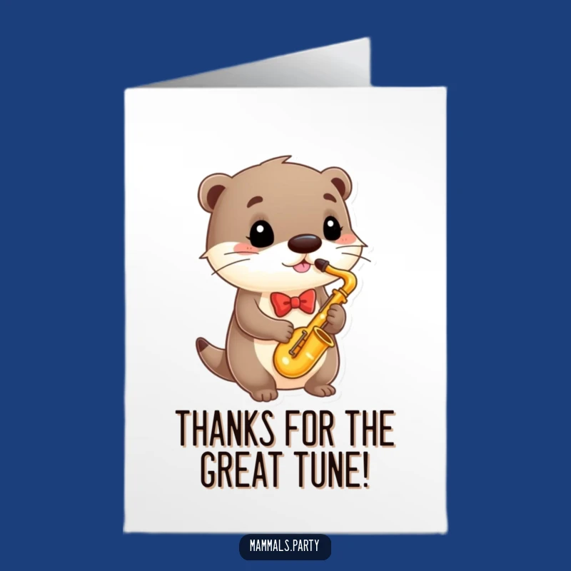 Free Printable Thank You Card: Otter Saxophonist Expressing Gratitude with a Smooth Jazz Melody, a Downloadable