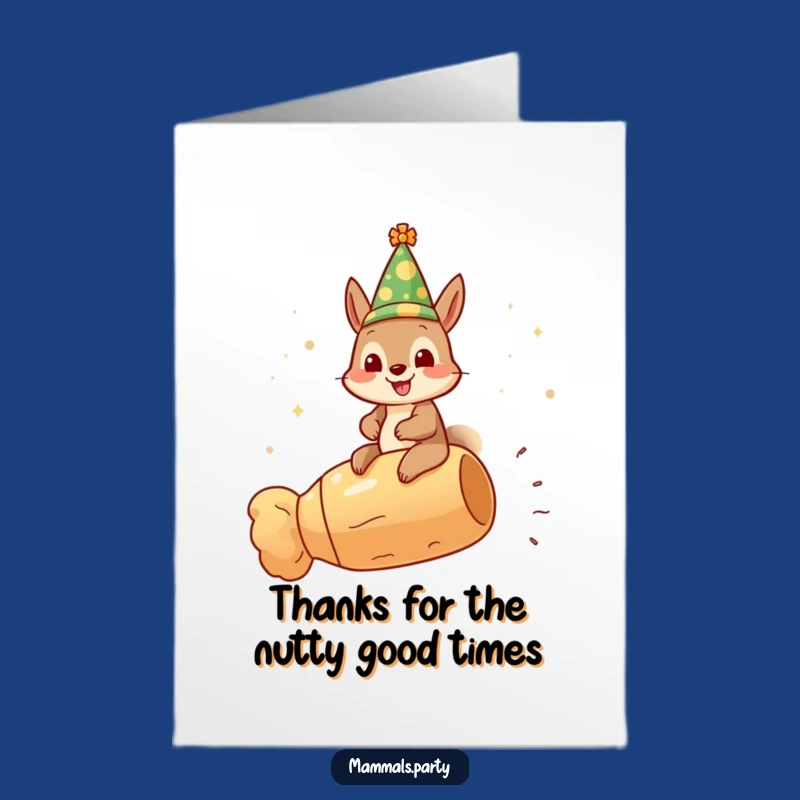 Free Printable Thank You Card: Squirrel's Cork Cheers, Humorous Downloadable Gratitude