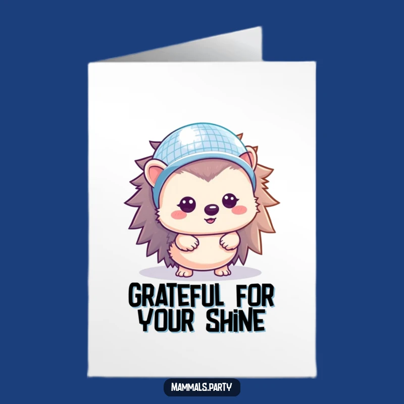 Free Printable Hedgehog Disco Thank You Card: Sparkling Downloadable Gift